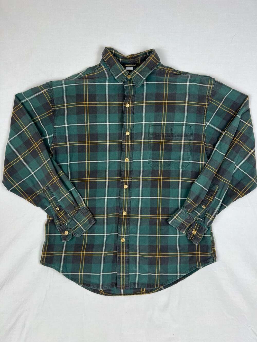 Eddie Bauer McKinley Cloth Flannel Shirt Large Green